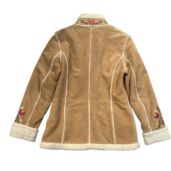 St. John's Bay Vintage Penny Lane coat, suede, tan, Embroidered Boho Jacket - Picture 9 of 12